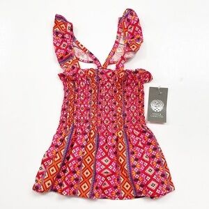 NEW Vince Camuto little girls pink tribal smocked top